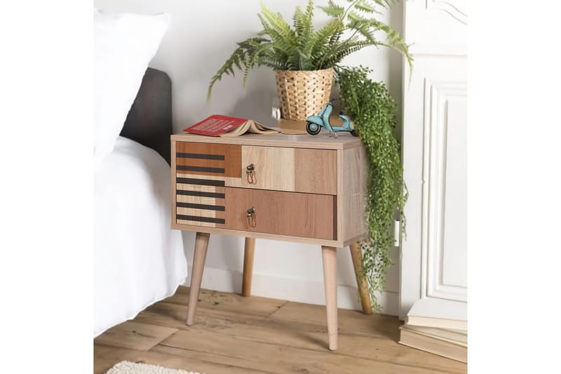 Bertoaria yöpöytä 60x40 cm ruskea - Hanah Home - Huonekalut - Pöytä & ruokailuryhmä - Apupöytä & sivupöytä - Yöpöytä