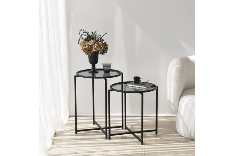 Akeno sivupöytä 60x50 cm musta - Hanah Home - Huonekalut - Pöytä & ruokailuryhmä - Apupöytä & sivupöytä - Tarjotinpöytä & pikkupöytä