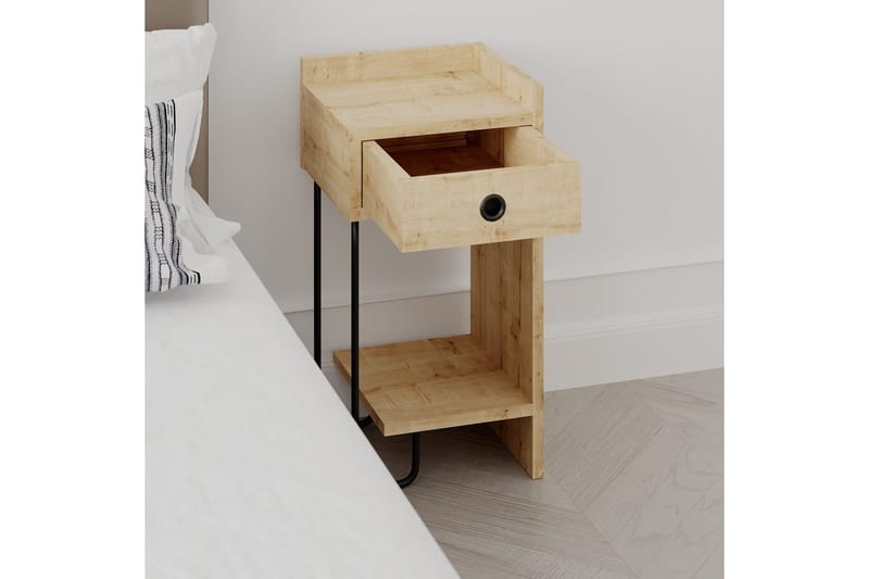 Sirius yöpöytä 32x30 cm vaaleanruskea - Hanah Home - Huonekalut - Pöytä & ruokailuryhmä - Apupöytä & sivupöytä - Yöpöytä