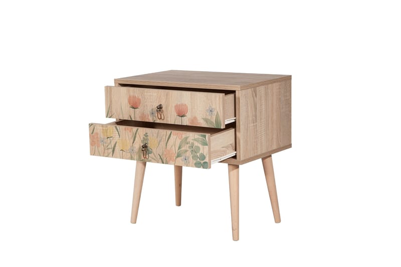 Bertoaria yöpöytä 60x40 cm ruskea - Hanah Home - Huonekalut - Pöytä & ruokailuryhmä - Apupöytä & sivupöytä - Yöpöytä