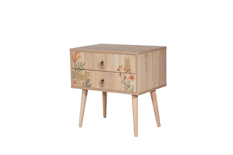 Bertoaria yöpöytä 60x40 cm ruskea - Hanah Home - Huonekalut - Pöytä & ruokailuryhmä - Apupöytä & sivupöytä - Yöpöytä