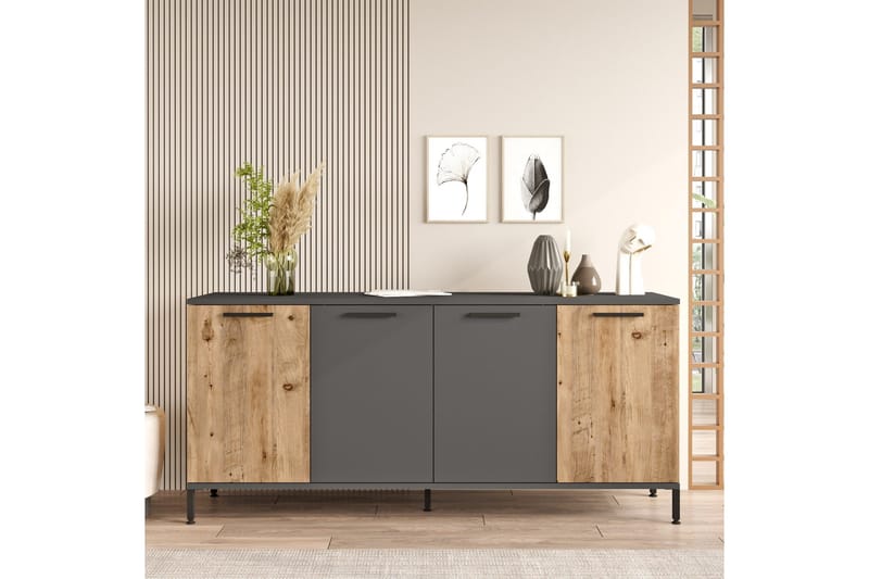 Jagmal konsolipöytä 160x71,8 cm antrasiitti/ruskea - Hanah Home - Huonekalut - Pöytä & ruokailuryhmä - Apupöytä & sivupöytä - Eteispöytä