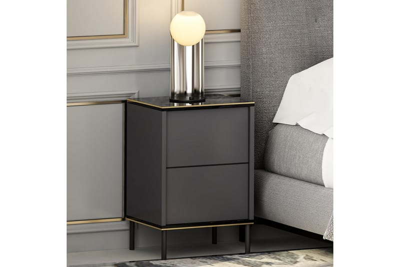 Imaj yöpöytä 40x35 cm antrasiitti - Hanah Home - Huonekalut - Pöytä & ruokailuryhmä - Apupöytä & sivupöytä - Yöpöytä