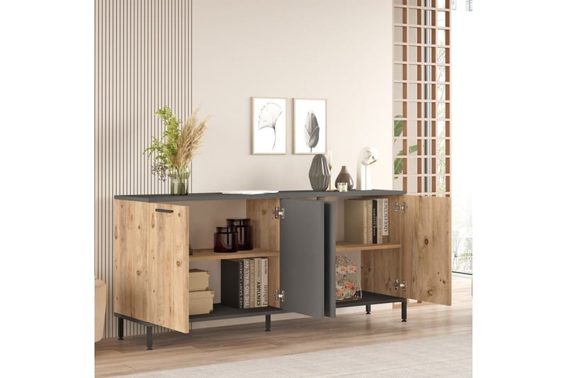 Jagmal konsolipöytä 160x71,8 cm antrasiitti/ruskea - Hanah Home - Huonekalut - Pöytä & ruokailuryhmä - Apupöytä & sivupöytä - Eteispöytä