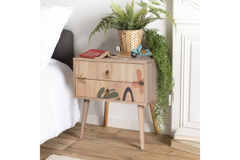 Bertoaria yöpöytä 60x40 cm ruskea - Hanah Home - Huonekalut - Pöytä & ruokailuryhmä - Apupöytä & sivupöytä - Yöpöytä