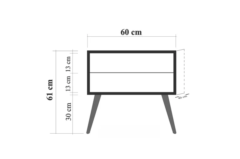 Bertoaria yöpöytä 60x40 cm ruskea - Hanah Home - Huonekalut - Pöytä & ruokailuryhmä - Apupöytä & sivupöytä - Yöpöytä