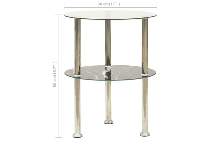 2-kerroksinen sivupöytä läpinäkyvä ja musta 38cm - Lamppupöytä - Tarjotinpöytä & pikkupöytä