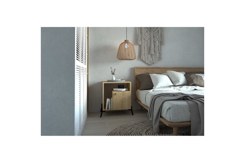 Abadan Yöpöytä 50 cm - Tammi/Musta - Huonekalut - Pöytä & ruokailuryhmä - Apupöytä & sivupöytä - Yöpöytä