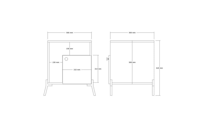 Abadan Yöpöytä 50 cm - Tammi/Musta - Huonekalut - Pöytä & ruokailuryhmä - Apupöytä & sivupöytä - Yöpöytä
