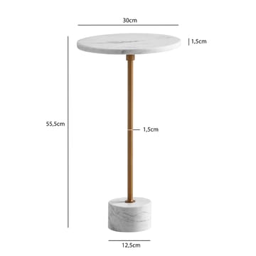 Aelros-sivupöytä 30 cm - valkoinen marmori harmailla juovilla ja kulta - Huonekalut - Pöytä & ruokailuryhmä - Apupöytä & sivupöytä - Jalustapöytä & pylväspöytä