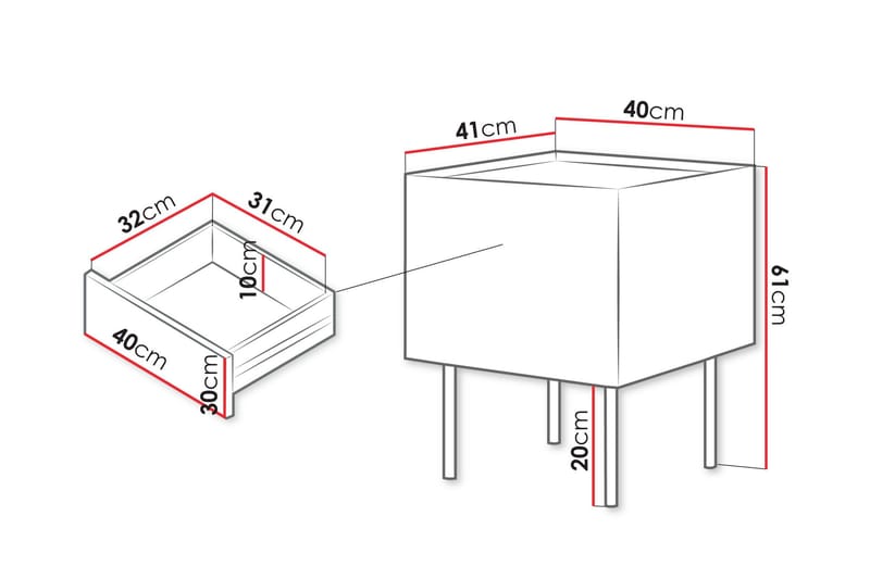 Akie Yöpöytä 40 cm - Beige - Huonekalut - Pöytä & ruokailuryhmä - Apupöytä & sivupöytä - Yöpöytä