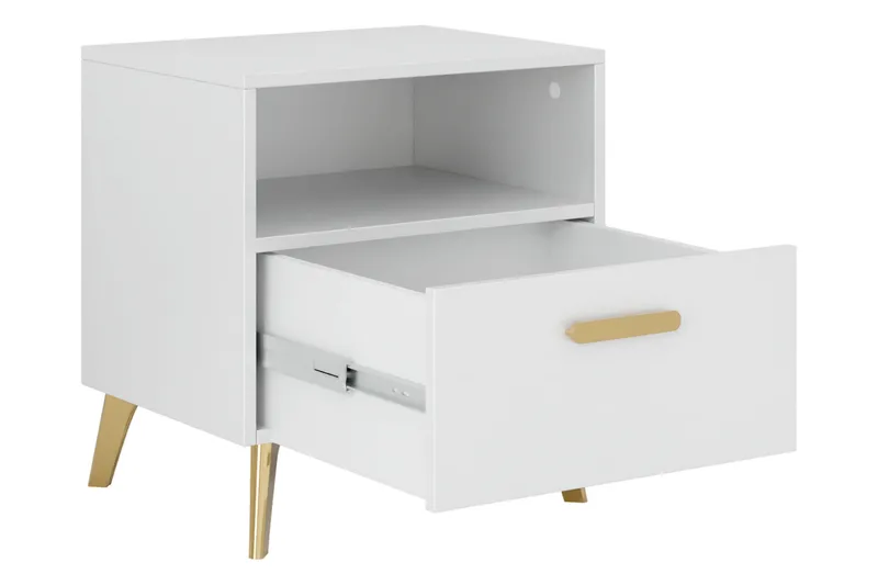 Akihiko Yöpöytä 40 cm - Valkoinen - Huonekalut - Pöytä & ruokailuryhmä - Apupöytä & sivupöytä - Yöpöytä