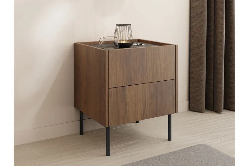 Akihito Yöpöytä 40 cm - Ruskea - Huonekalut - Pöytä & ruokailuryhmä - Apupöytä & sivupöytä - Yöpöytä