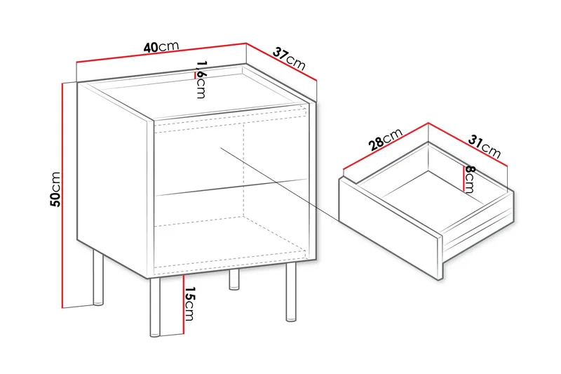 Akihito Yöpöytä 40 cm - Ruskea - Huonekalut - Pöytä & ruokailuryhmä - Apupöytä & sivupöytä - Yöpöytä