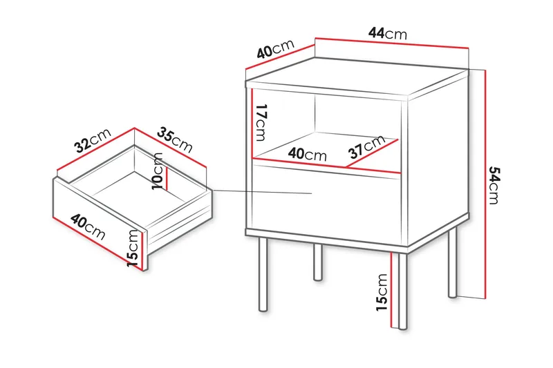 Akiko Yöpöytä 44 cm - Beige - Huonekalut - Pöytä & ruokailuryhmä - Apupöytä & sivupöytä - Yöpöytä