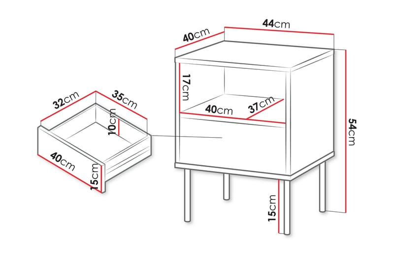 Akiko Yöpöytä 44 cm - Vihreä - Huonekalut - Pöytä & ruokailuryhmä - Apupöytä & sivupöytä - Yöpöytä