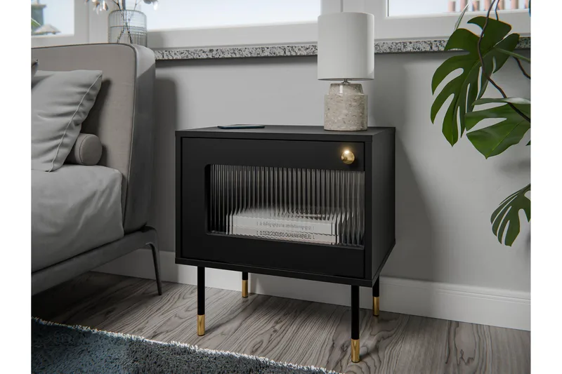 Akilesh Yöpöytä 52 cm - Musta - Huonekalut - Pöytä & ruokailuryhmä - Apupöytä & sivupöytä - Yöpöytä