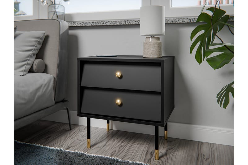 Akilesh Yöpöytä 52 cm - Musta - Huonekalut - Pöytä & ruokailuryhmä - Apupöytä & sivupöytä - Yöpöytä