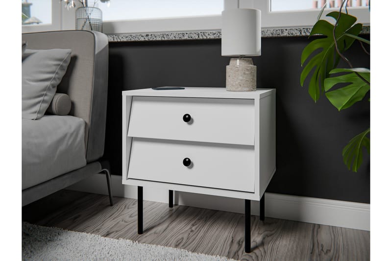 Akilesh Yöpöytä 52 cm - Valkoinen - Huonekalut - Pöytä & ruokailuryhmä - Apupöytä & sivupöytä - Yöpöytä