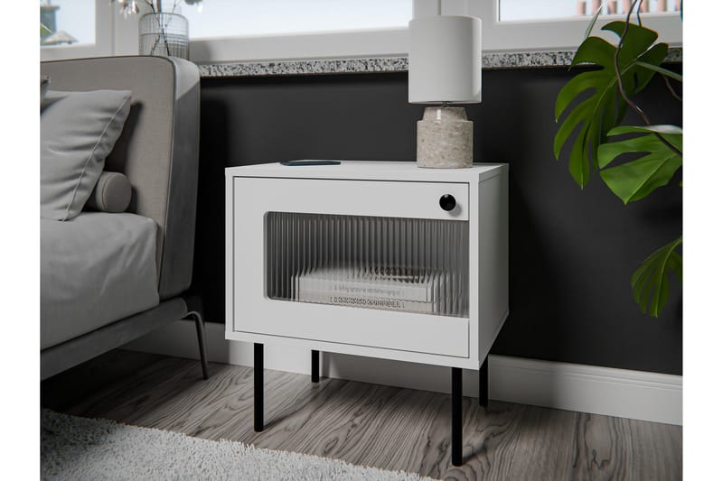 Akilesh Yöpöytä 52 cm - Valkoinen - Huonekalut - Pöytä & ruokailuryhmä - Apupöytä & sivupöytä - Yöpöytä