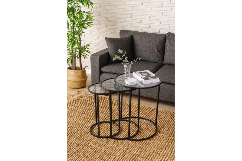 Alyasmin Pöytäsarja 50 cm - Musta/Läpinäkyvä - Huonekalut - Pöytä & ruokailuryhmä - Apupöytä & sivupöytä - Sarjapöytä