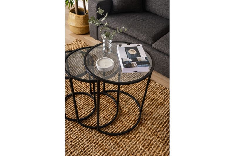 Alyasmin Pöytäsarja 50 cm - Musta/Läpinäkyvä - Huonekalut - Pöytä & ruokailuryhmä - Apupöytä & sivupöytä - Sarjapöytä