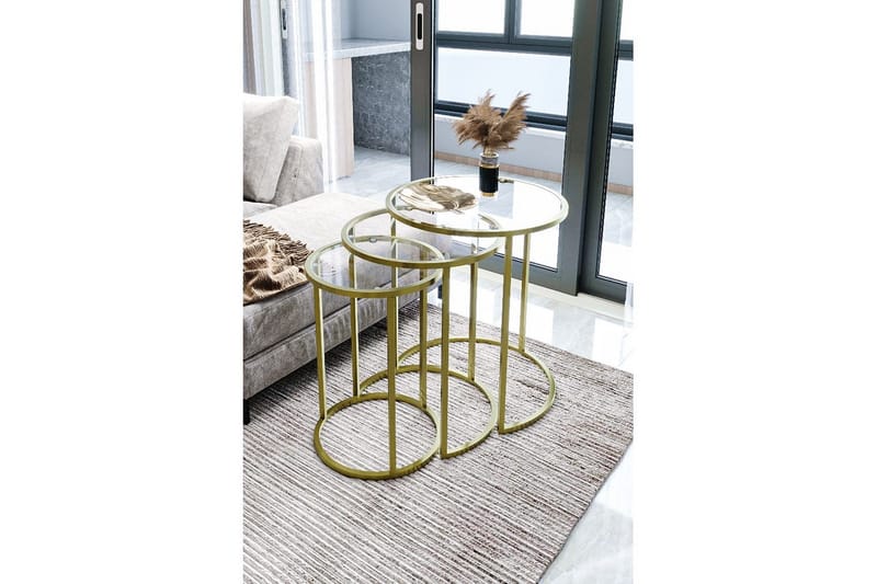 Alyasmin Pöytäsarja 34 cm - Keltainend/Läpinäkyvä - Huonekalut - Pöytä & ruokailuryhmä - Apupöytä & sivupöytä - Sarjapöytä