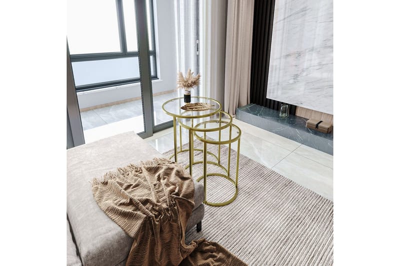 Alyasmin Pöytäsarja 34 cm - Keltainend/Läpinäkyvä - Huonekalut - Pöytä & ruokailuryhmä - Apupöytä & sivupöytä - Sarjapöytä