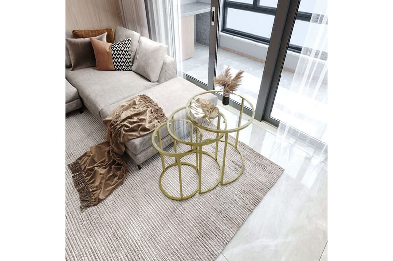 Alyasmin Pöytäsarja 34 cm - Keltainend/Läpinäkyvä - Huonekalut - Pöytä & ruokailuryhmä - Apupöytä & sivupöytä - Sarjapöytä