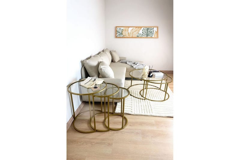 Alyasmin Pöytäsarja 34 cm - Keltainend/Läpinäkyvä - Huonekalut - Pöytä & ruokailuryhmä - Apupöytä & sivupöytä - Sarjapöytä