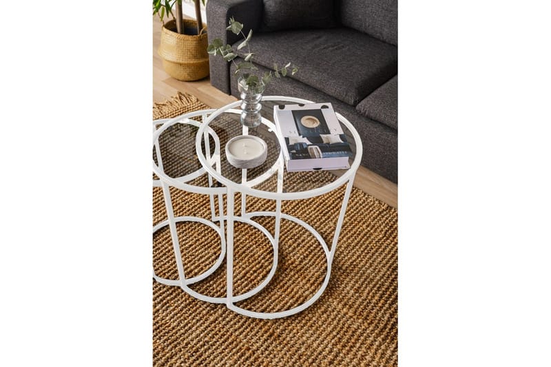 Alyasmin Pöytäsarja 34 cm - Valkoinen/Läpinäkyvä - Huonekalut - Pöytä & ruokailuryhmä - Apupöytä & sivupöytä - Sarjapöytä