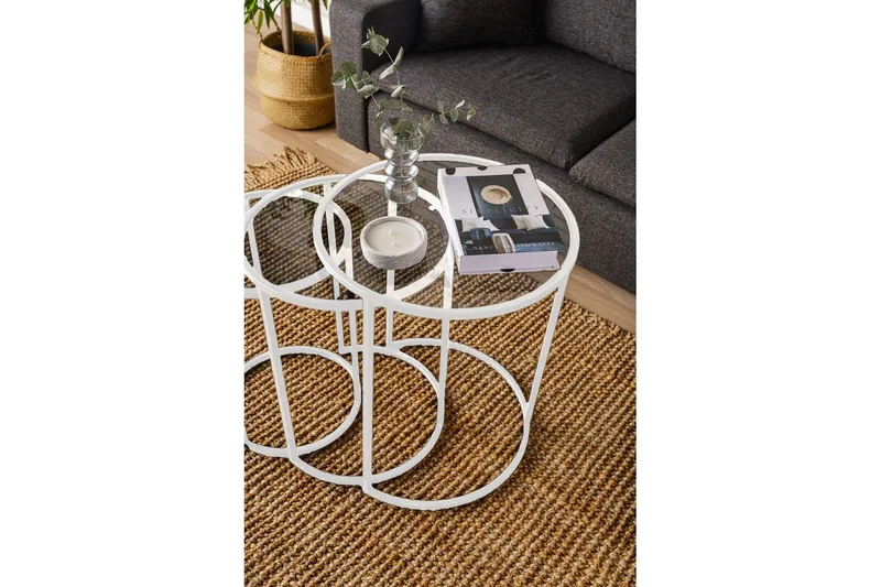 Alyasmin Pöytäsarja 34 cm - Valkoinen/Läpinäkyvä - Huonekalut - Pöytä & ruokailuryhmä - Apupöytä & sivupöytä - Sarjapöytä