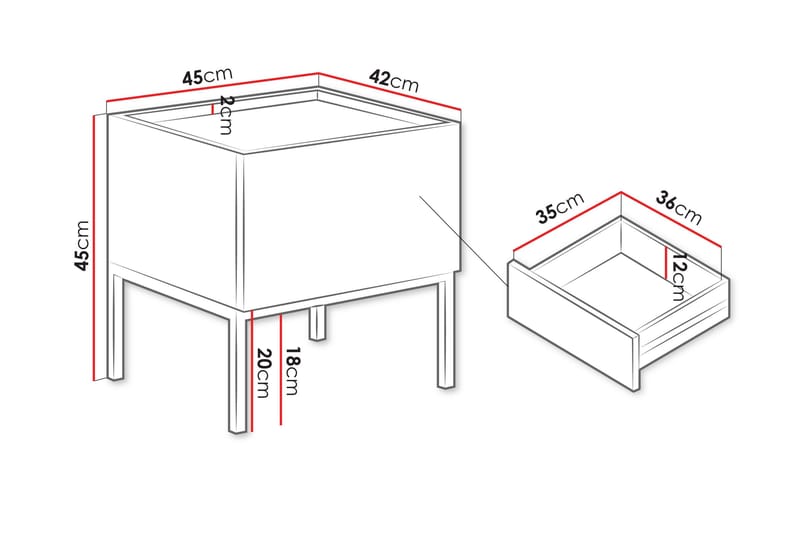 Amelus Yöpöytä 45 cm - Cashmere - Huonekalut - Pöytä & ruokailuryhmä - Apupöytä & sivupöytä - Yöpöytä