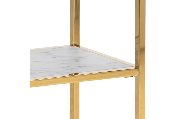 Apupöytä Alisma 80 cm - Lasi/Valkoinen/Kulta - Konsolipöytä - Eteispöytä