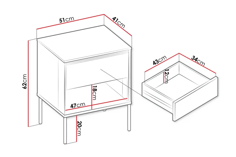 Basici Yöpöytä 51 cm - Ruskea - Huonekalut - Pöytä & ruokailuryhmä - Apupöytä & sivupöytä - Yöpöytä