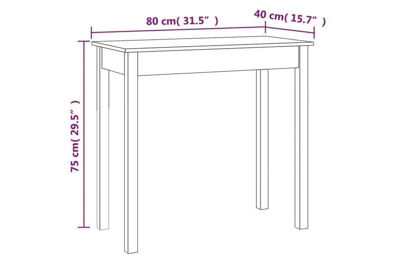 beBasic Konsolipöytä 80x40x75 cm täysi mänty - Ruskea - Huonekalut - Pöytä & ruokailuryhmä - Apupöytä & sivupöytä - Konsolipöytä
