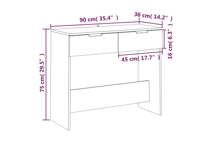 beBasic Konsolipöytä betoninharmaa 90x36x75 cm tekninen puu - Harmaa - Konsolipöytä - Eteispöytä