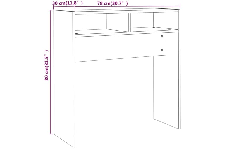beBasic Konsolipöytä harmaa Sonoma 78x30x80 cm tekninen puu - Harmaa - Huonekalut - Pöytä & ruokailuryhmä - Apupöytä & sivupöytä - Konsolipöytä