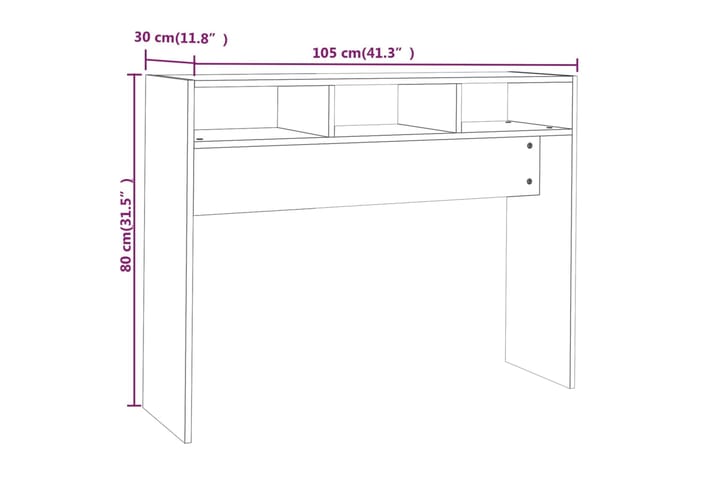 beBasic Konsolipöytä savutammi 105x30x80 cm tekninen puu - Ruskea - Konsolipöytä - Eteispöytä