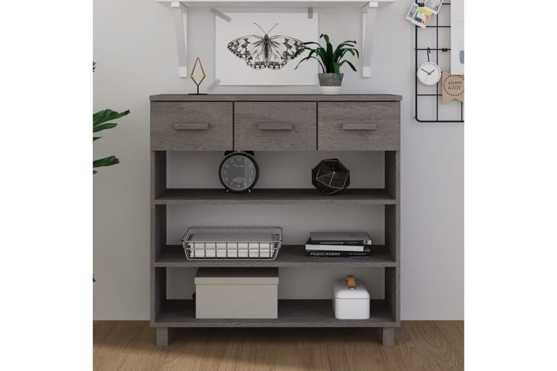 beBasic Konsolipöytä vaaleanharmaa 90x35x90 cm täysi mänty - Harmaa - Huonekalut - Pöytä & ruokailuryhmä - Apupöytä & sivupöytä - Konsolipöytä