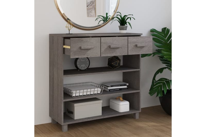 beBasic Konsolipöytä vaaleanharmaa 90x35x90 cm täysi mänty - Harmaa - Huonekalut - Pöytä & ruokailuryhmä - Apupöytä & sivupöytä - Konsolipöytä
