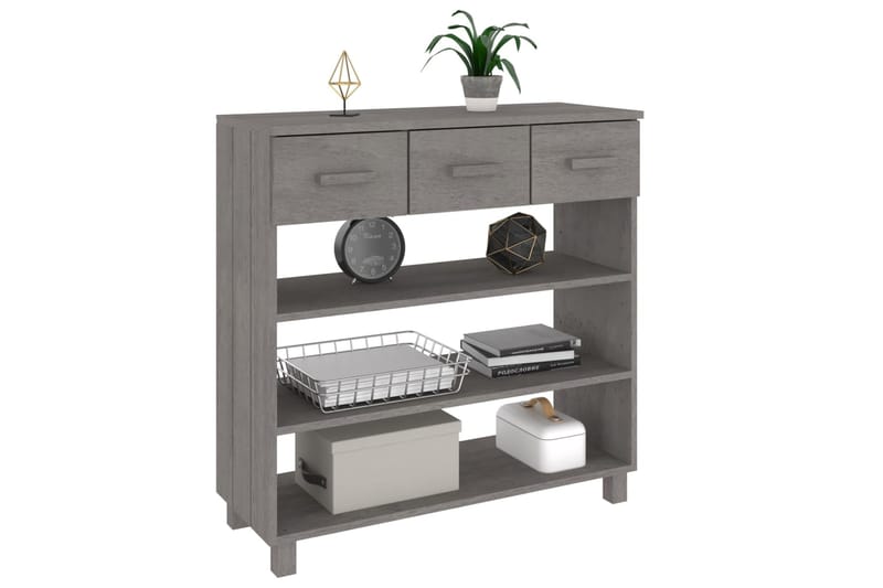 beBasic Konsolipöytä vaaleanharmaa 90x35x90 cm täysi mänty - Harmaa - Huonekalut - Pöytä & ruokailuryhmä - Apupöytä & sivupöytä - Konsolipöytä