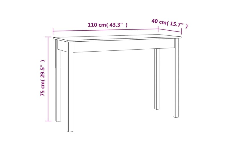 beBasic Konsolipöytä valkoinen 110x40x75 cm täysi mänty - Valkoinen - Huonekalut - Pöytä & ruokailuryhmä - Apupöytä & sivupöytä - Konsolipöytä