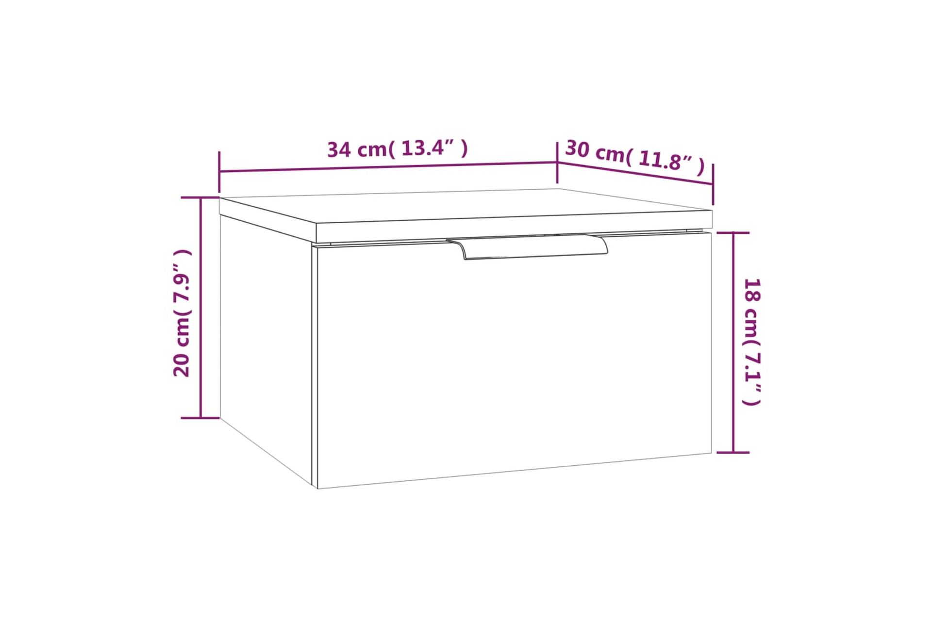 beBasic Seinäkiinnitettävä yöpöytä betoninharmaa 34x30x20 cm - Harmaa - Huonekalut - Pöytä & ruokailuryhmä - Apupöytä & sivupöytä - Yöpöytä