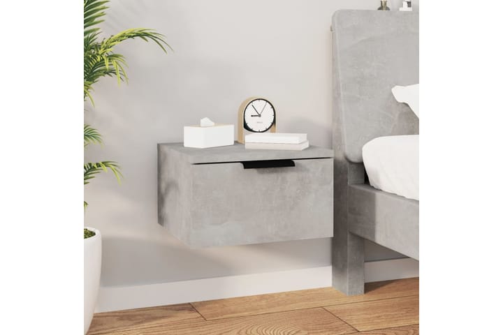 beBasic Seinäkiinnitettävä yöpöytä betoninharmaa 34x30x20 cm - Harmaa - Yöpöytä