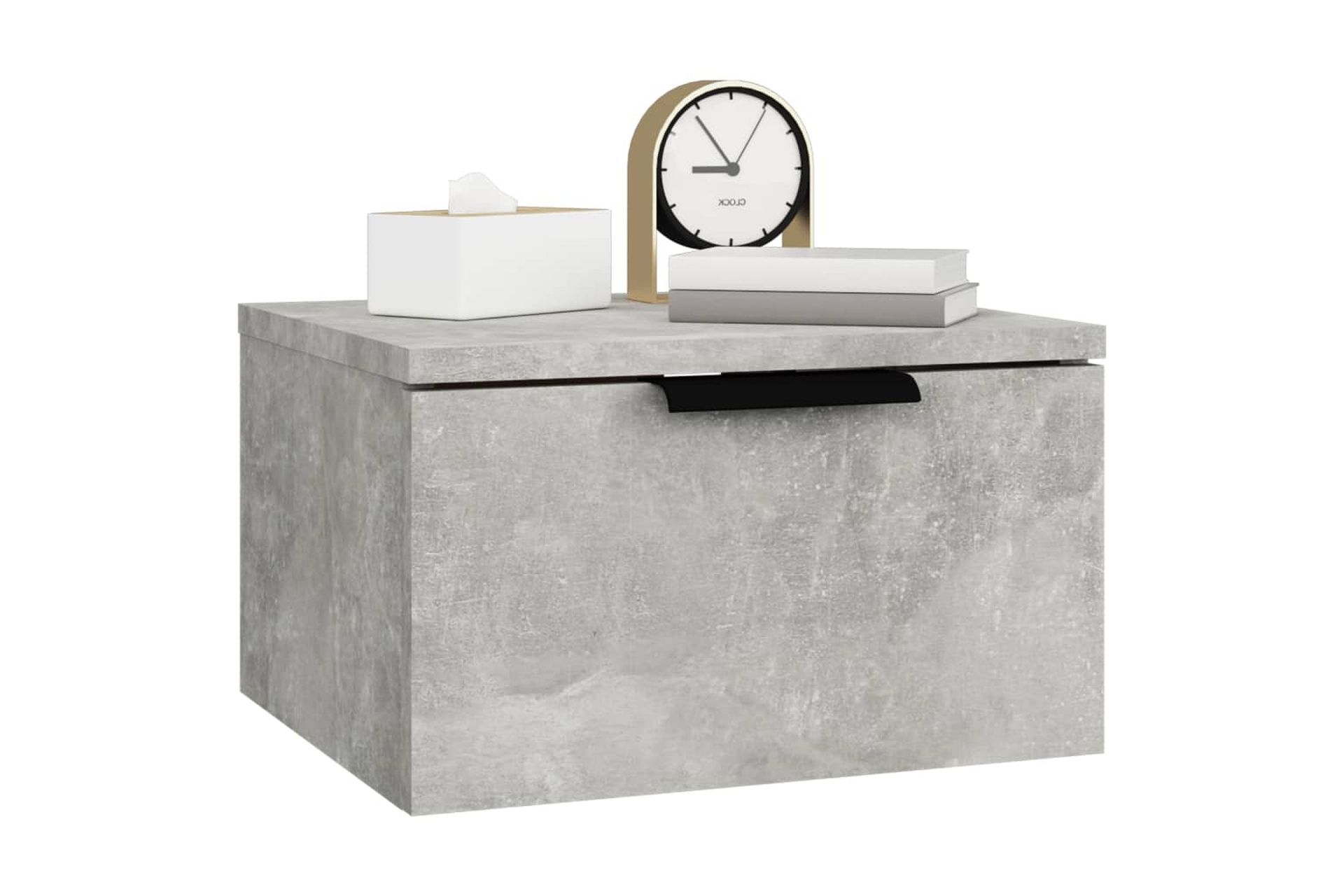 beBasic Seinäkiinnitettävä yöpöytä betoninharmaa 34x30x20 cm - Harmaa - Huonekalut - Pöytä & ruokailuryhmä - Apupöytä & sivupöytä - Yöpöytä