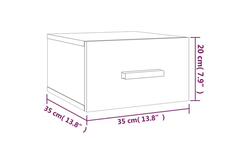 beBasic Seinäkiinnitettävä yöpöytä betoninharmaa 35x35x20 cm - Harmaa - Yöpöytä