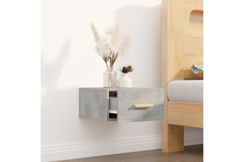 beBasic Seinäkiinnitettävä yöpöytä betoninharmaa 35x35x20 cm - Harmaa - Huonekalut - Pöytä & ruokailuryhmä - Apupöytä & sivupöytä - Yöpöytä