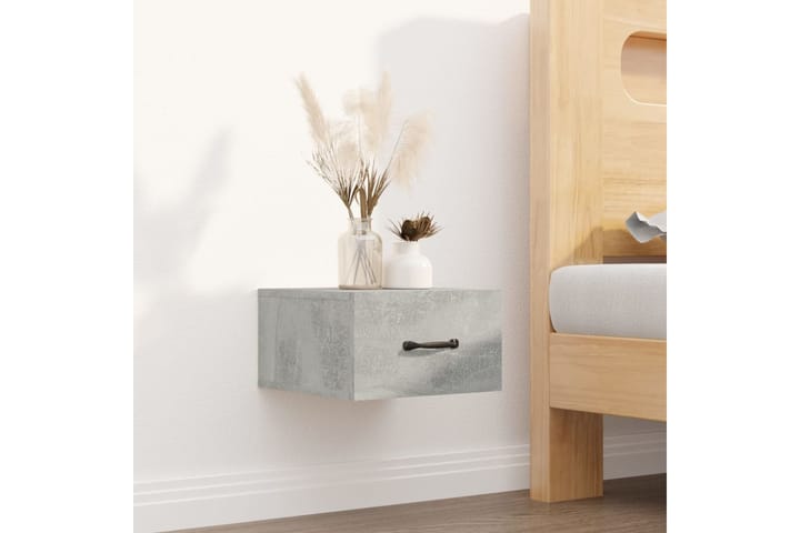 beBasic Seinäkiinnitettävä yöpöytä betoninharmaa 35x35x20 cm - Harmaa - Yöpöytä