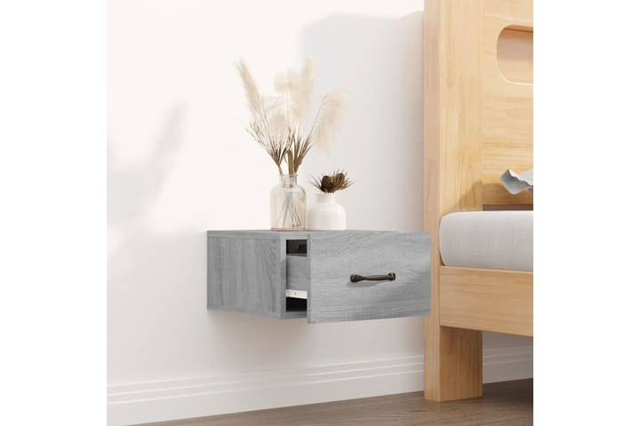 beBasic Seinäkiinnitettävä yöpöytä harmaa Sonoma 35x35x20 cm - Harmaa - Yöpöytä